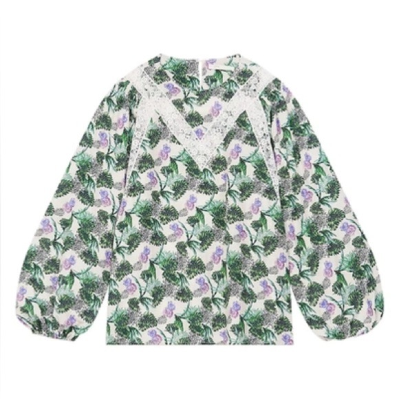 Maje Green and Purple Floral Blouse NWT - Picture 3 of 6
